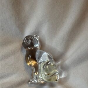 Lenox Clear Glass Cat Figurine with Lenox has a Lenox Sticker